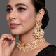 Square Mirror Pearl Fringe Choker Necklace Set for Wedding Wear